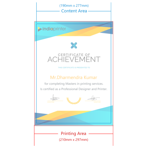 India Printer Certificates A4 Margins
